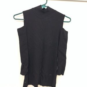 Black INC mock neck cold shoulder sweater
